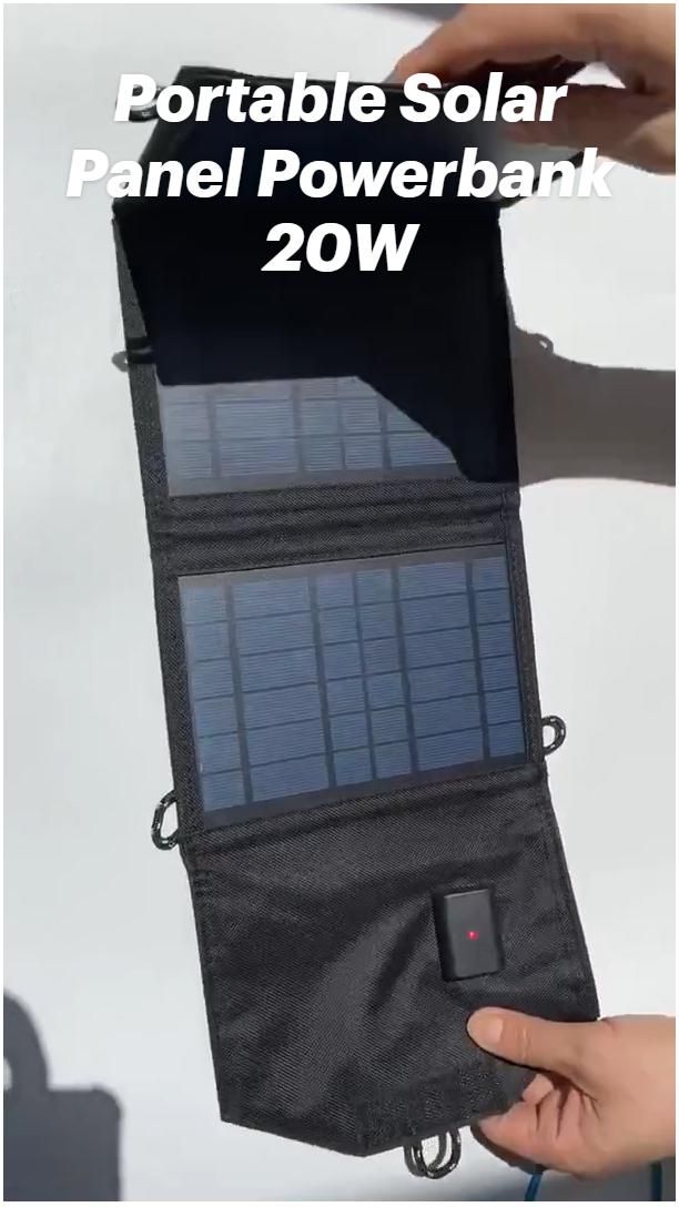 20W Foldable Solar Panel Powerbank Charger