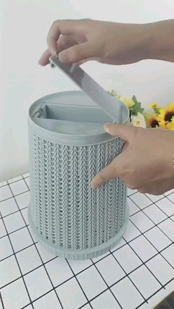 Wicker-Style Bag Dispenser Trash Bin
