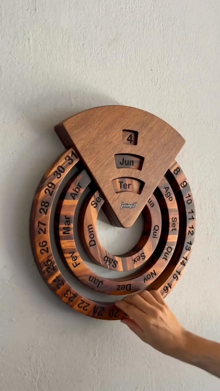 Wooden Rotating Perpetual Wall Calendar